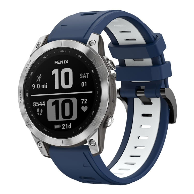 For Garmin Fenix 7 22mm Two-Color Sports Silicone Watch Band