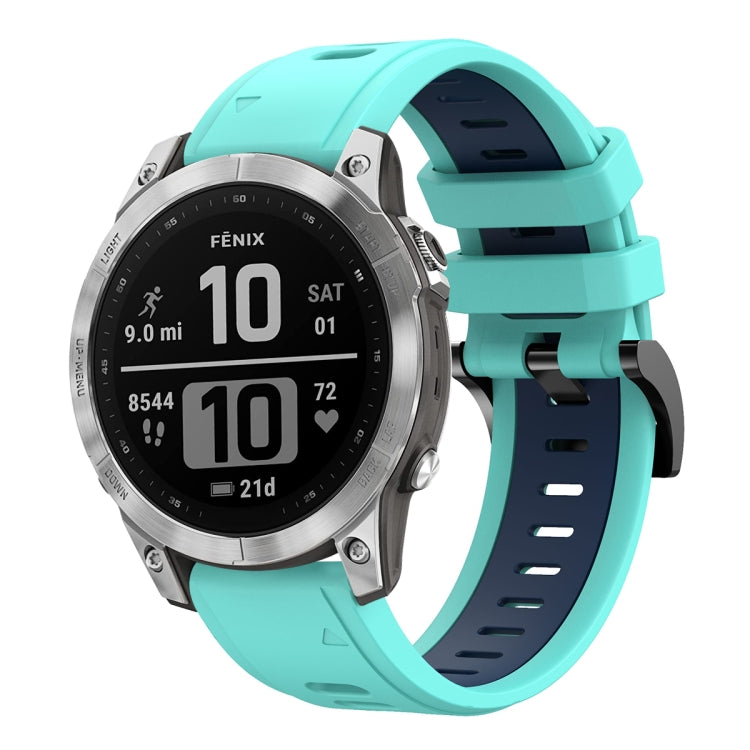 For Garmin Fenix 7 22mm Two-Color Sports Silicone Watch Band