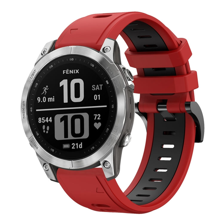 For Garmin Fenix 7 22mm Two-Color Sports Silicone Watch Band