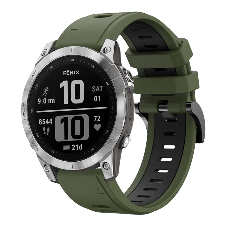 For Garmin Fenix 7 22mm Two-Color Sports Silicone Watch Band