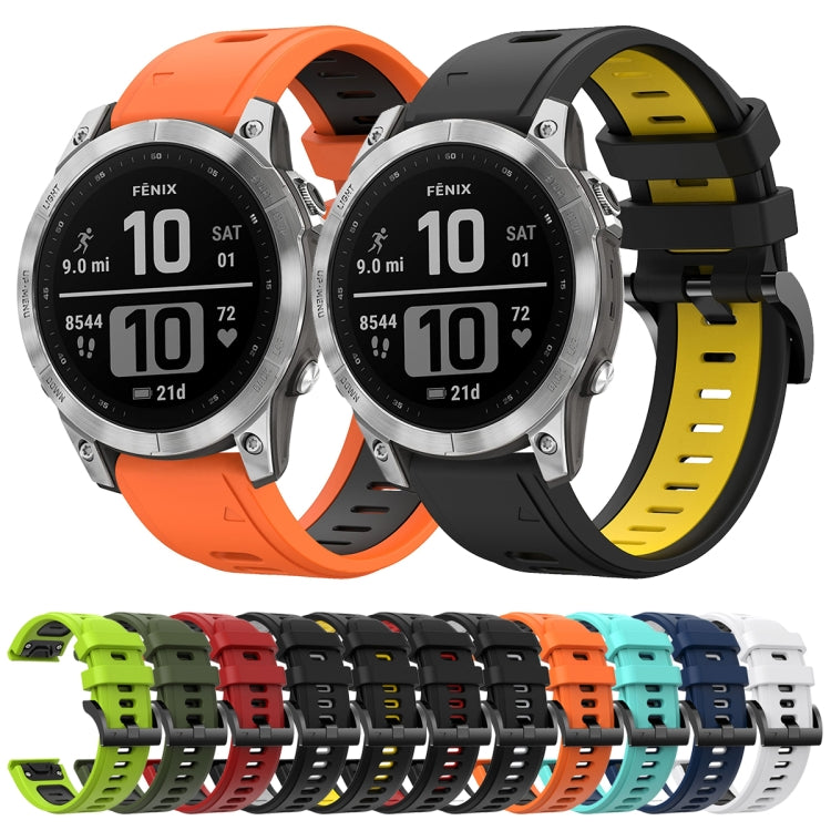 For Garmin Fenix 7 22mm Two-Color Sports Silicone Watch Band