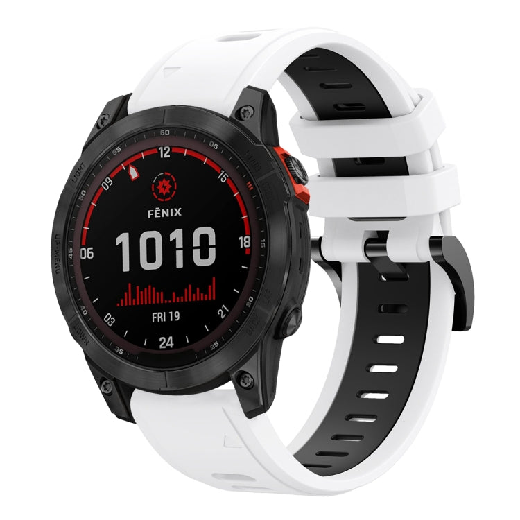 For Garmin Fenix 7 Solar 22mm Two-Color Sports Silicone Watch Band
