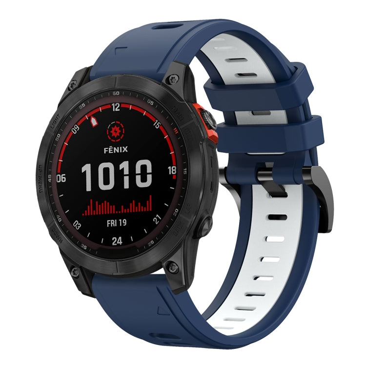 For Garmin Fenix 7 Solar 22mm Two-Color Sports Silicone Watch Band