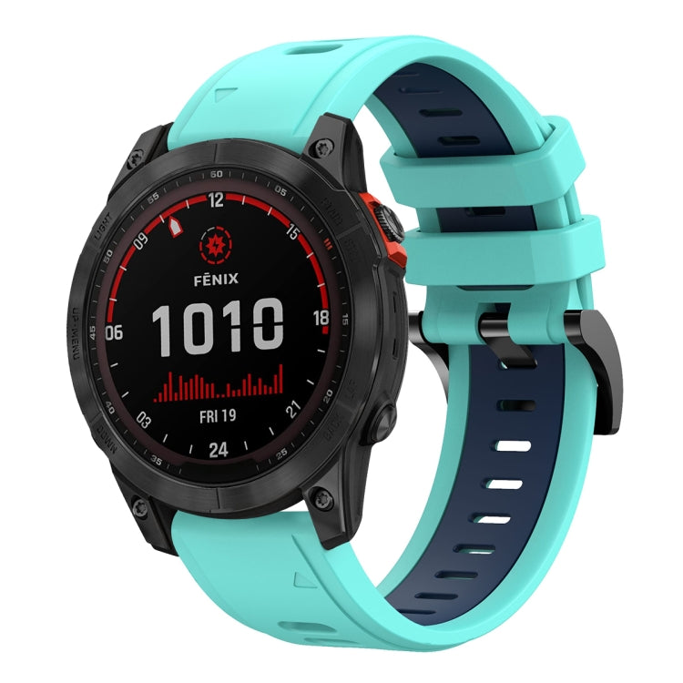 For Garmin Fenix 7 Solar 22mm Two-Color Sports Silicone Watch Band