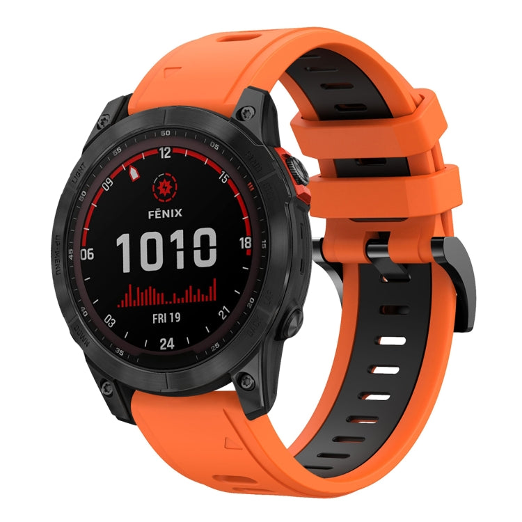 For Garmin Fenix 7 Solar 22mm Two-Color Sports Silicone Watch Band