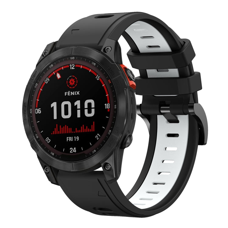 For Garmin Fenix 7 Solar 22mm Two-Color Sports Silicone Watch Band