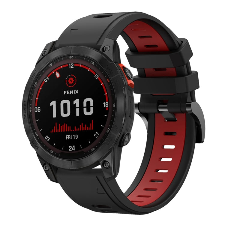 For Garmin Fenix 7 Solar 22mm Two-Color Sports Silicone Watch Band