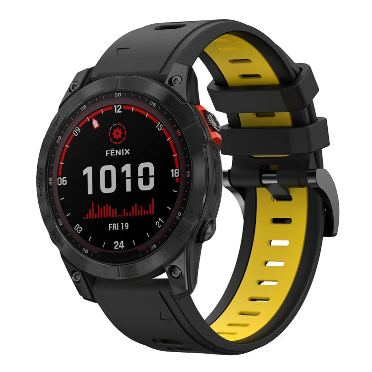 For Garmin Fenix 7 Solar 22mm Two-Color Sports Silicone Watch Band