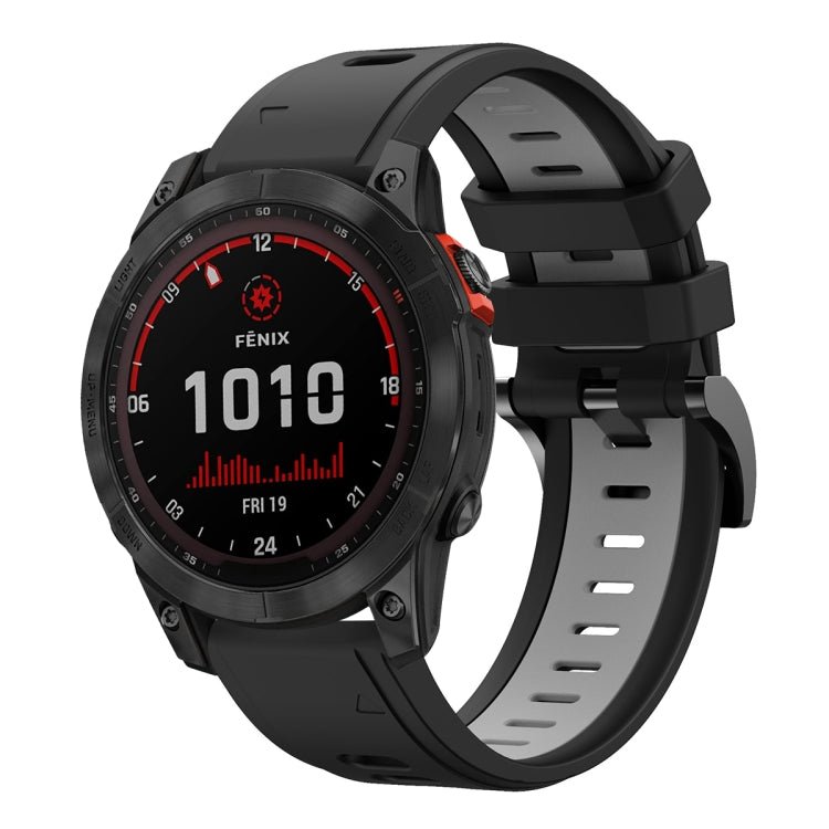 For Garmin Fenix 7 Solar 22mm Two-Color Sports Silicone Watch Band