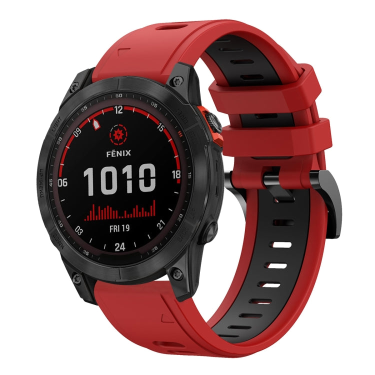 For Garmin Fenix 7 Solar 22mm Two-Color Sports Silicone Watch Band