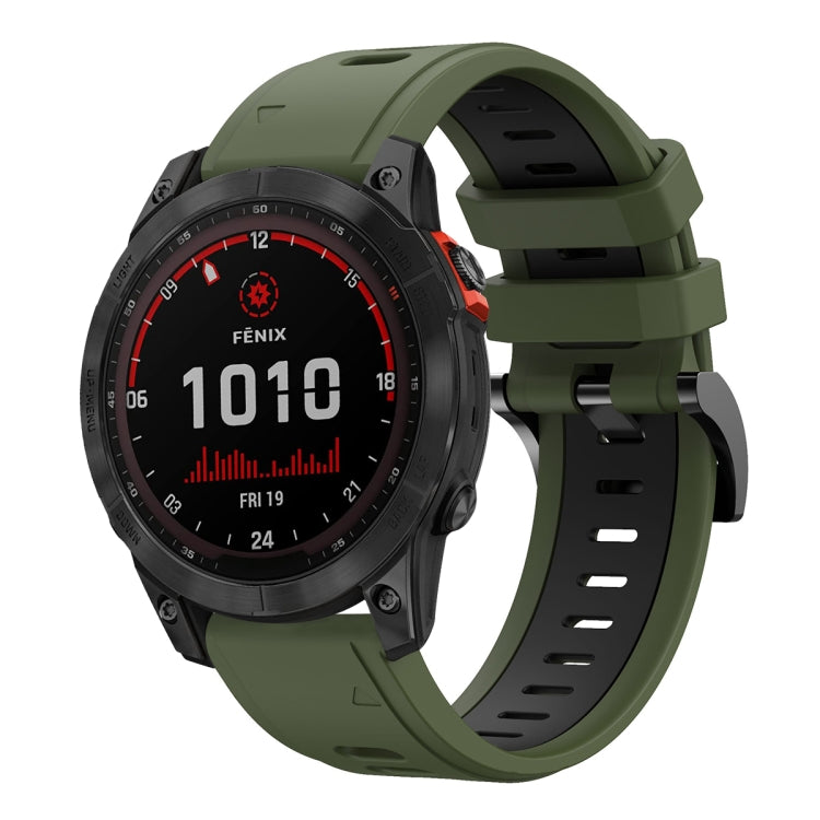 For Garmin Fenix 7 Solar 22mm Two-Color Sports Silicone Watch Band