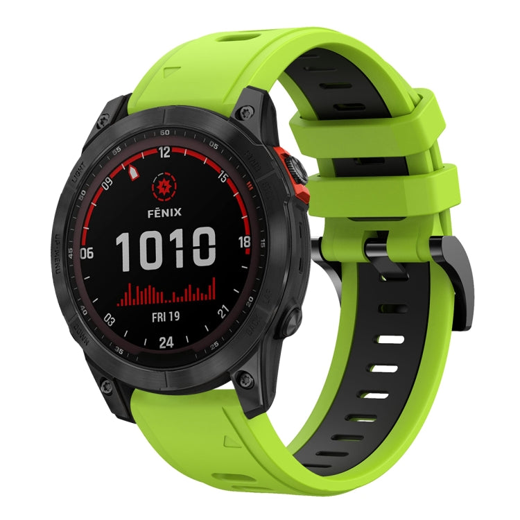 For Garmin Fenix 7 Solar 22mm Two-Color Sports Silicone Watch Band