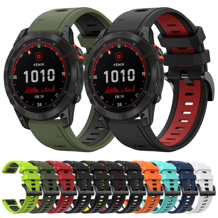 For Garmin Fenix 7 Solar 22mm Two-Color Sports Silicone Watch Band
