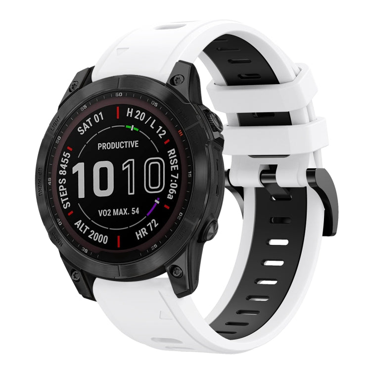 For Garmin Fenix 7 Sapphire Solar 22mm Two-Color Sports Silicone Watch Band