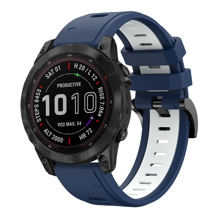 For Garmin Fenix 7 Sapphire Solar 22mm Two-Color Sports Silicone Watch Band