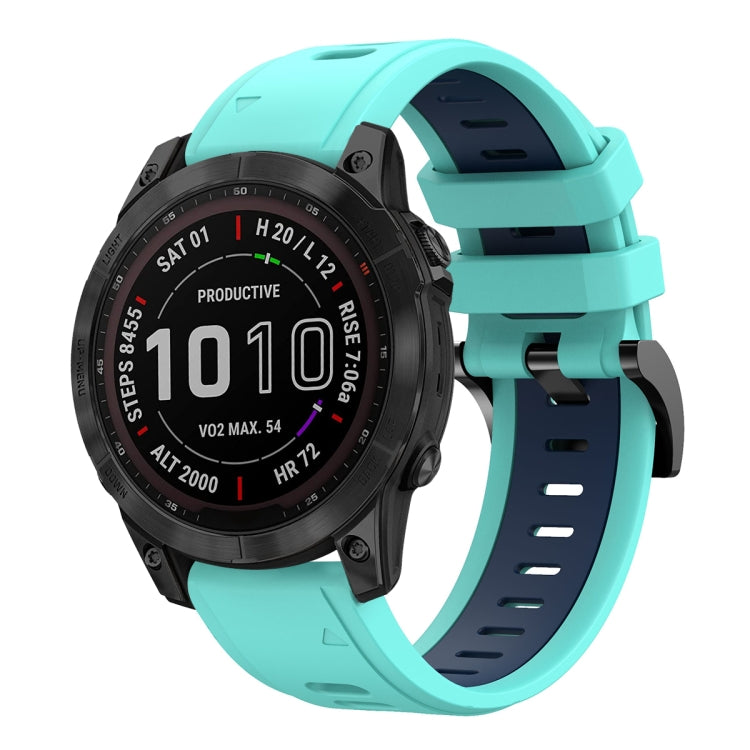 For Garmin Fenix 7 Sapphire Solar 22mm Two-Color Sports Silicone Watch Band