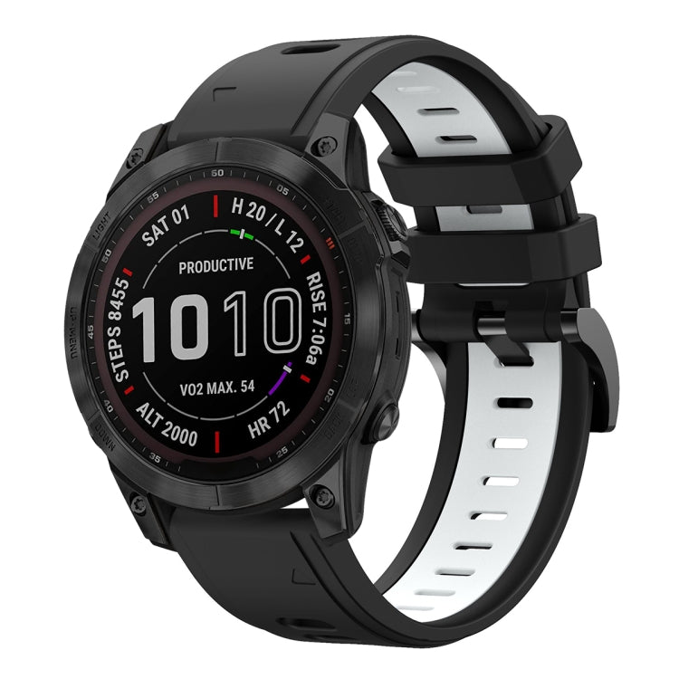 For Garmin Fenix 7 Sapphire Solar 22mm Two-Color Sports Silicone Watch Band