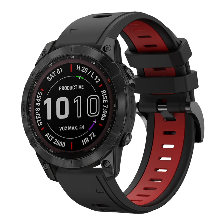 For Garmin Fenix 7 Sapphire Solar 22mm Two-Color Sports Silicone Watch Band