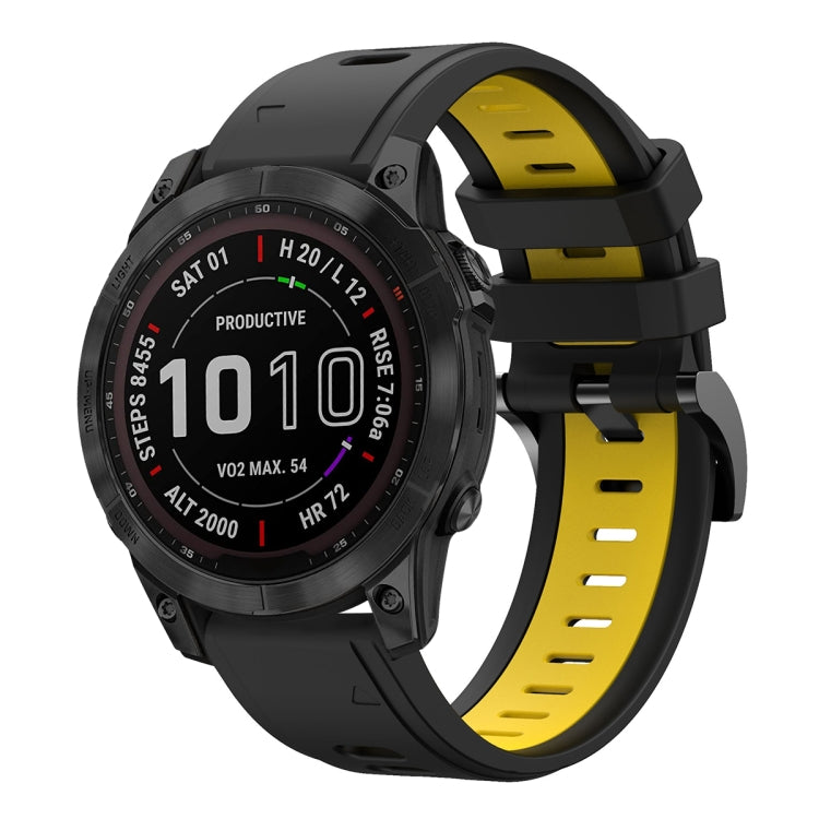 For Garmin Fenix 7 Sapphire Solar 22mm Two-Color Sports Silicone Watch Band