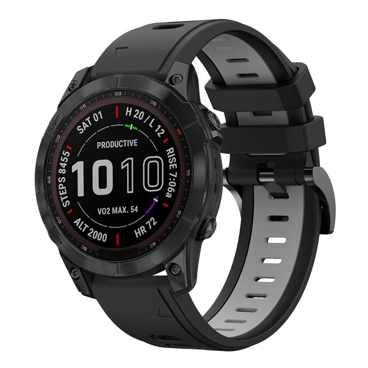 For Garmin Fenix 7 Sapphire Solar 22mm Two-Color Sports Silicone Watch Band