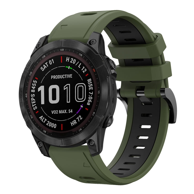 For Garmin Fenix 7 Sapphire Solar 22mm Two-Color Sports Silicone Watch Band