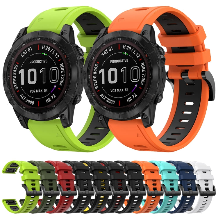 For Garmin Fenix 7 Sapphire Solar 22mm Two-Color Sports Silicone Watch Band