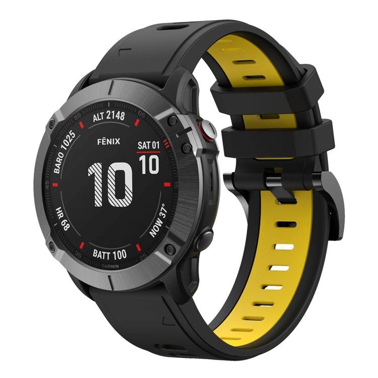 For Garmin Fenix 6 GPS 22mm Two-Color Sports Silicone Watch Band