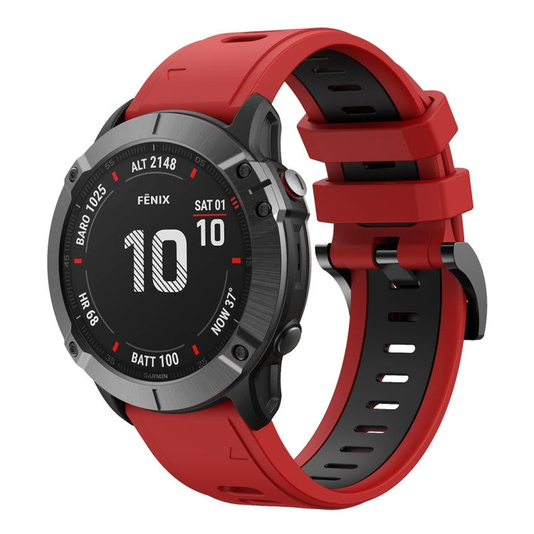 For Garmin Fenix 6 GPS 22mm Two-Color Sports Silicone Watch Band