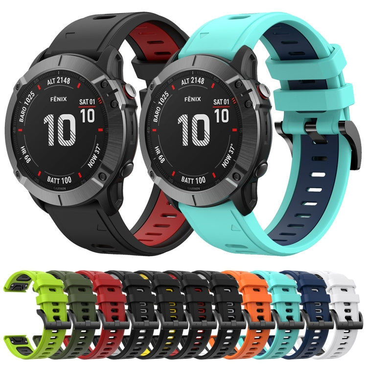 For Garmin Fenix 6 GPS 22mm Two-Color Sports Silicone Watch Band