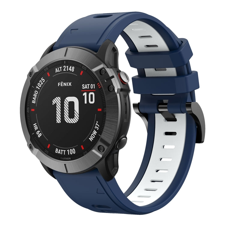 For Garmin Fenix 6 Pro GPS 22mm Two-Color Sports Silicone Watch Band