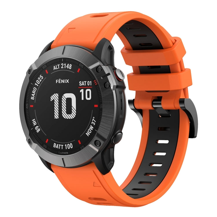 For Garmin Fenix 6 Pro GPS 22mm Two-Color Sports Silicone Watch Band