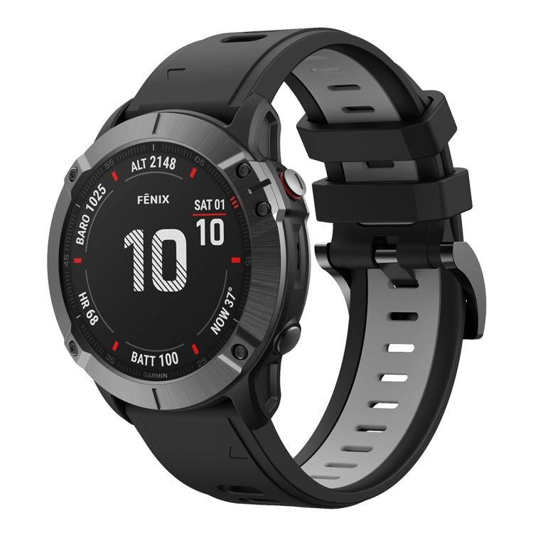 For Garmin Fenix 6 Pro GPS 22mm Two-Color Sports Silicone Watch Band