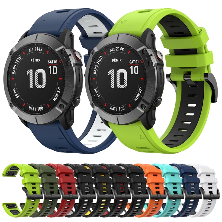 For Garmin Fenix 6 Pro GPS 22mm Two-Color Sports Silicone Watch Band