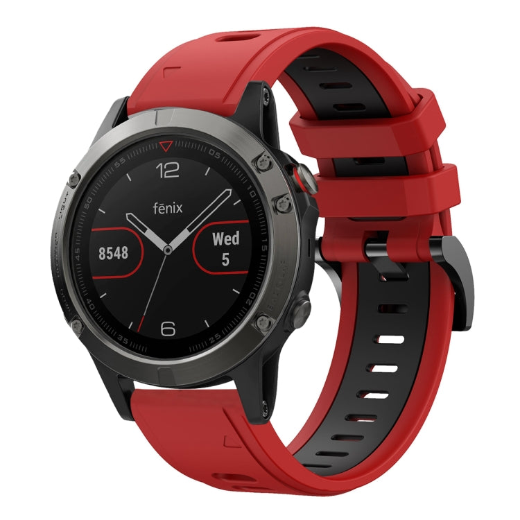 For Garmin Fenix 5 22mm Two-Color Sports Silicone Watch Band
