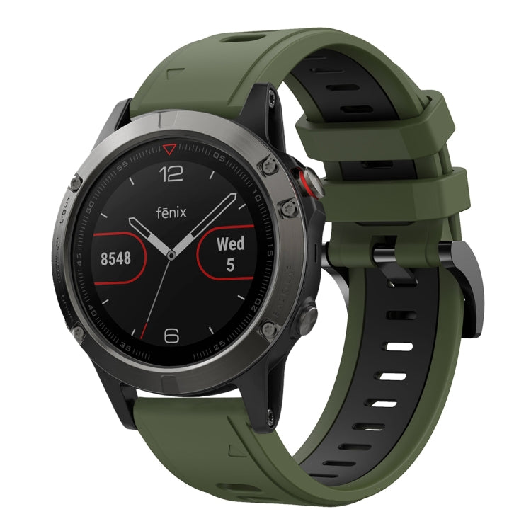 For Garmin Fenix 5 22mm Two-Color Sports Silicone Watch Band
