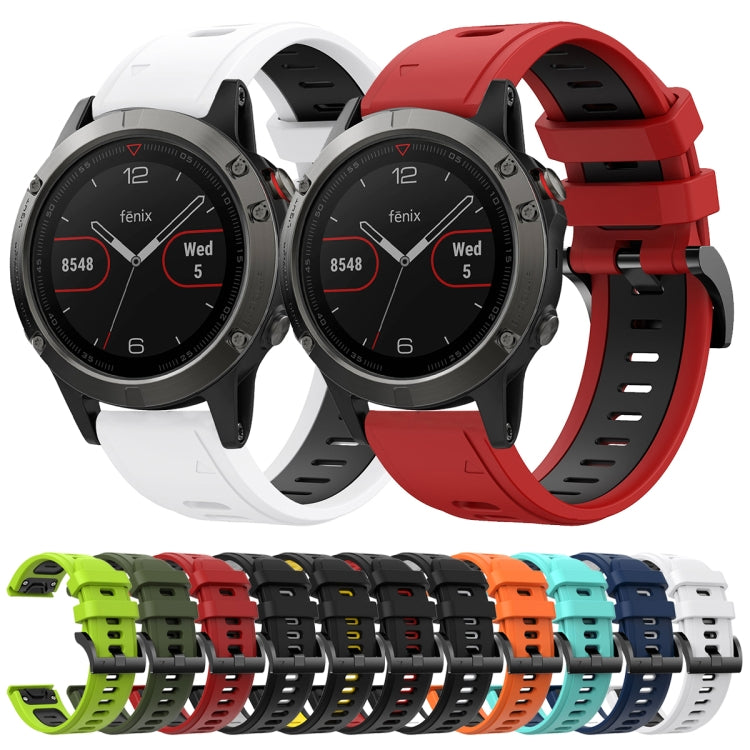 For Garmin Fenix 5 22mm Two-Color Sports Silicone Watch Band