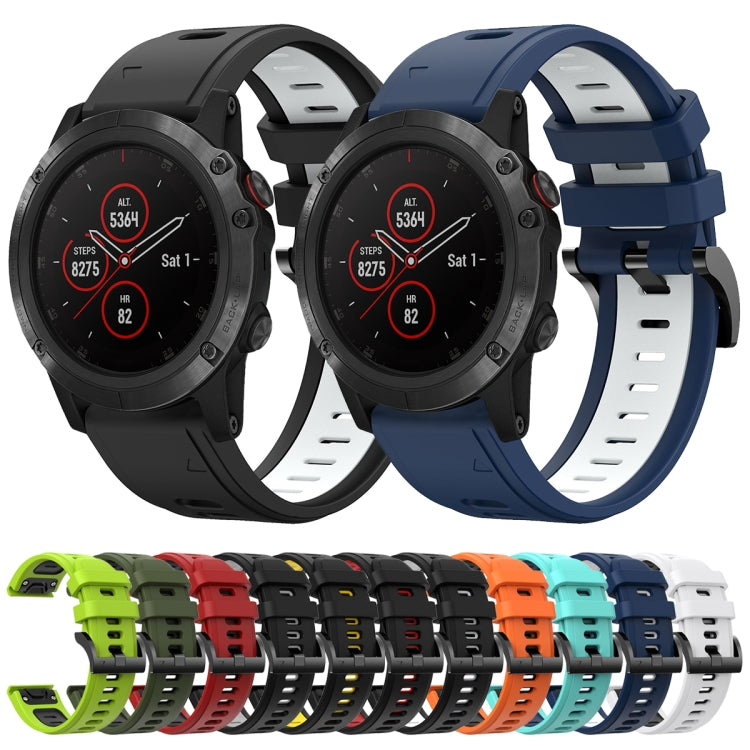 For Garmin Fenix 5 Plus 22mm Two-Color Sports Silicone Watch Band