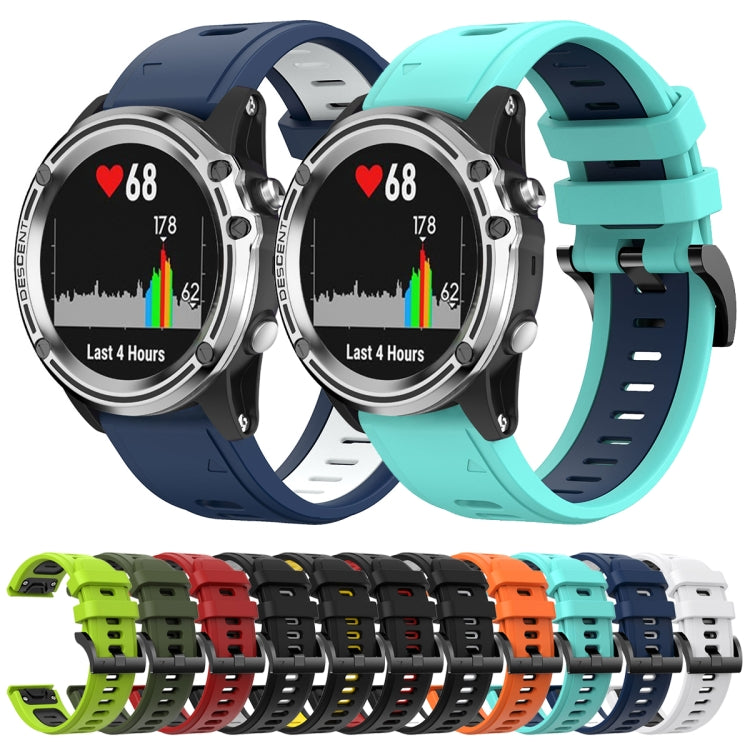For Garmin Quatix 5 Sapphire 22mm Two-Color Sports Silicone Watch Band