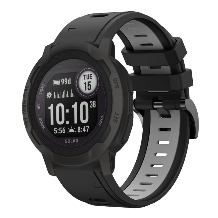 For Garmin Instinct 2 22mm Two-Color Sports Silicone Watch Band