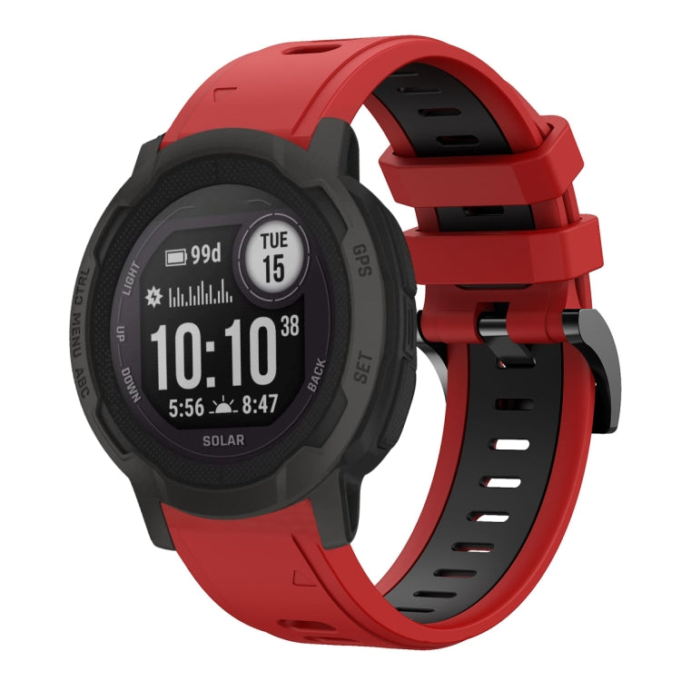 For Garmin Instinct 2 22mm Two-Color Sports Silicone Watch Band