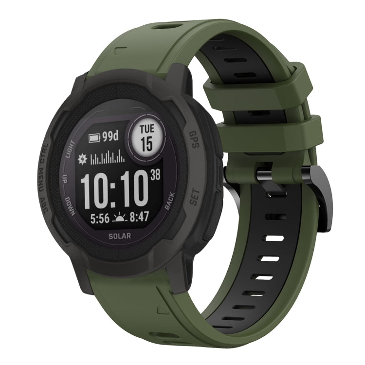 For Garmin Instinct 2 22mm Two-Color Sports Silicone Watch Band