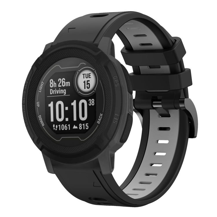 For Garmin Instinct 22mm Two-Color Sports Silicone Watch Band