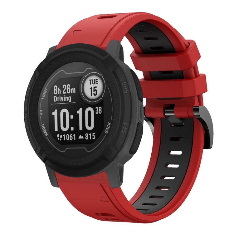 For Garmin Instinct 22mm Two-Color Sports Silicone Watch Band
