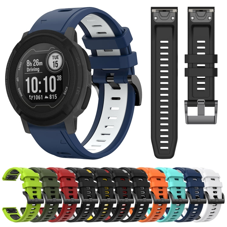 For Garmin Instinct 22mm Two-Color Sports Silicone Watch Band