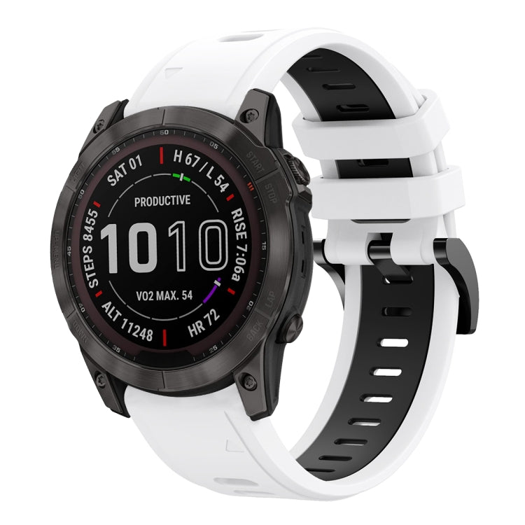 For Garmin Fenix 7X Solar 26mm Two-Color Sports Silicone Watch Band