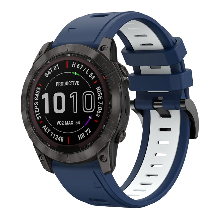 For Garmin Fenix 7X Solar 26mm Two-Color Sports Silicone Watch Band