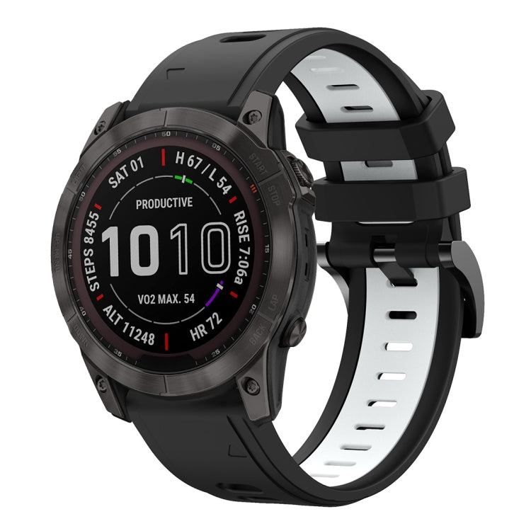 For Garmin Fenix 7X Solar 26mm Two-Color Sports Silicone Watch Band