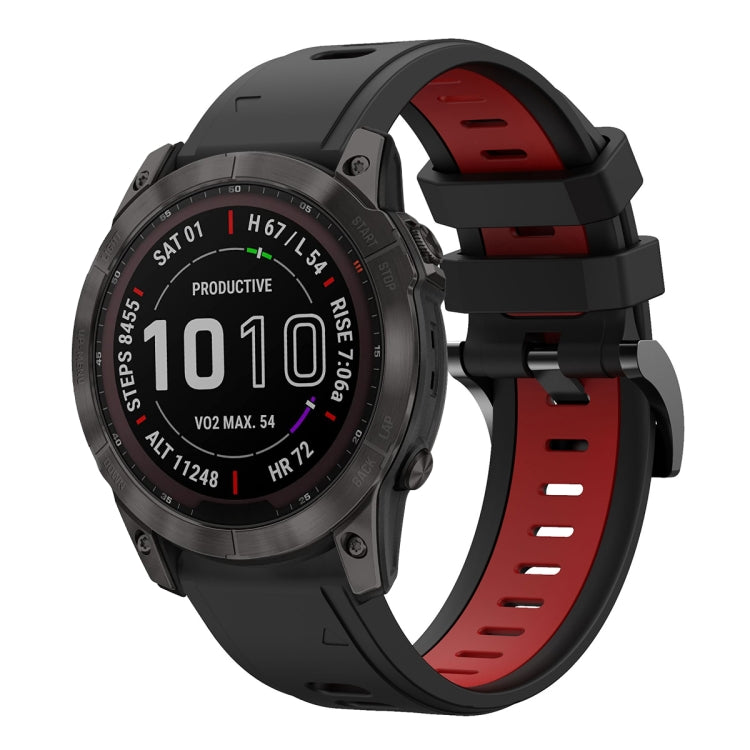 For Garmin Fenix 7X Solar 26mm Two-Color Sports Silicone Watch Band