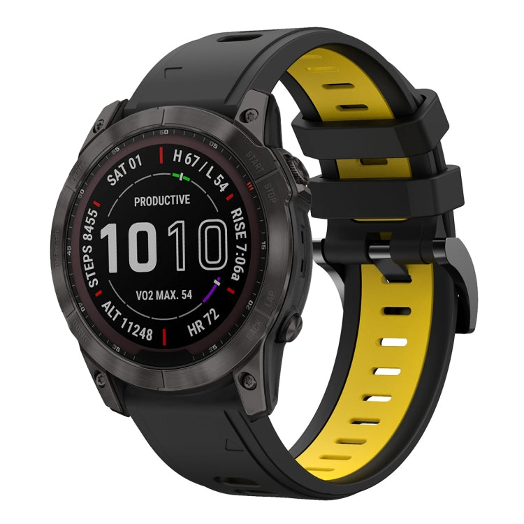 For Garmin Fenix 7X Solar 26mm Two-Color Sports Silicone Watch Band
