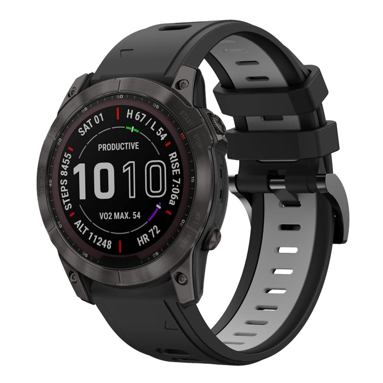 For Garmin Fenix 7X Solar 26mm Two-Color Sports Silicone Watch Band